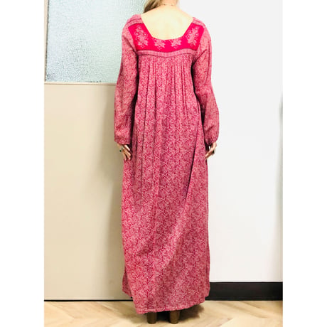 70s Indian cotton maxi dress【00874】