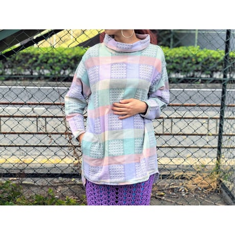 90s Pastel highneck top【00434】
