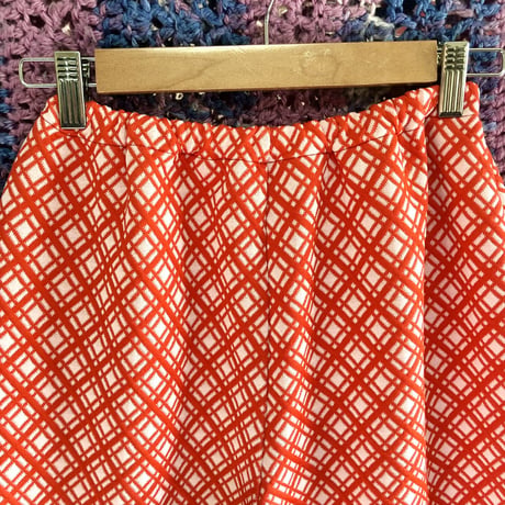 70s Red plaid pants【01393】