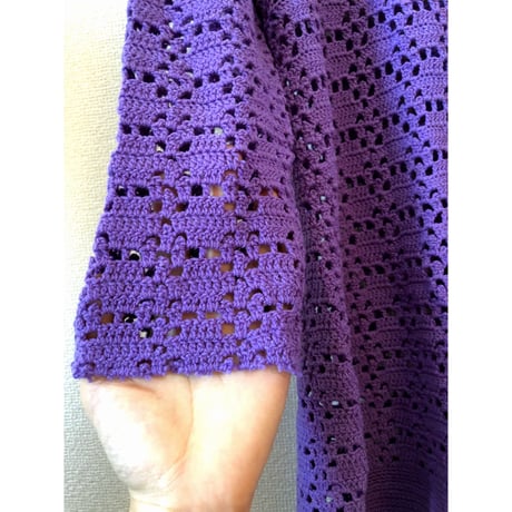 70s Purple crochet cardigan【00413】