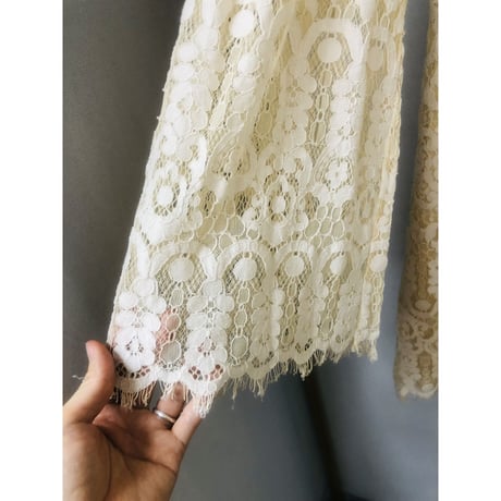 Vintage flare sleeve lace mini dress【00956】