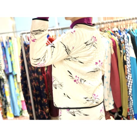 70-80s Dress & Quilted jacket 2PC【01055】