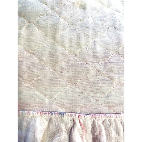 70s SEARS Quilted pink dress / gown【01404】