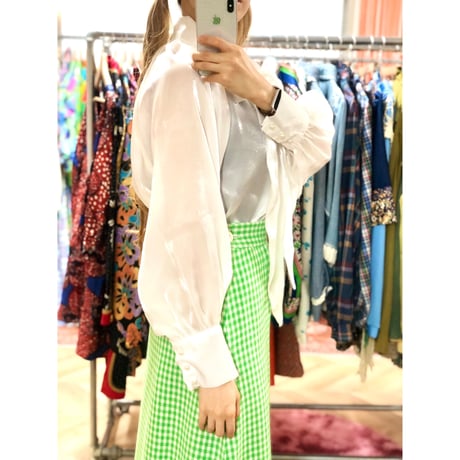 Vintage bowtie sheer blouse【00793】