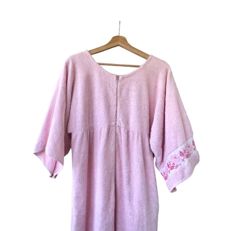 70s Pink pile maxi dress【01428】