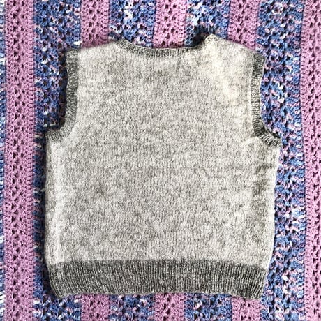 Gray mohair knit vest【01345】