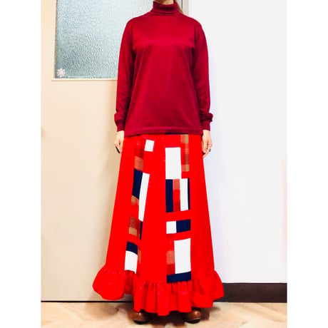 70-80s L.L.Bean Burgundy turtleneck top【01010】
