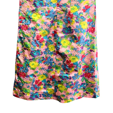 70s Pink floral sleeveless dress【01494】