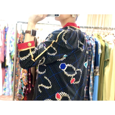 Jeanne Marc black length cardi jacket【00960】