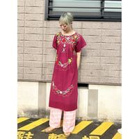 Vintage burgundy embroidery dress【01307】