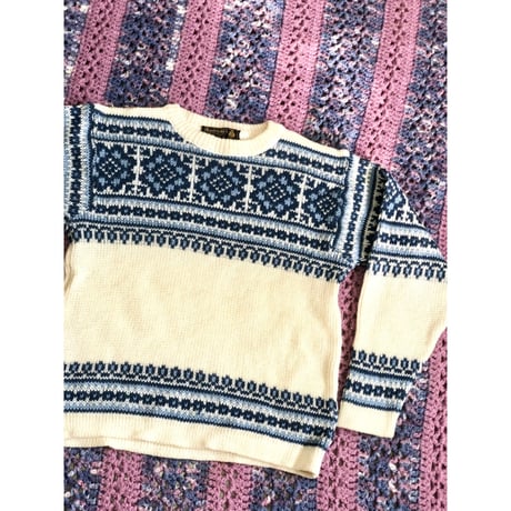 Nordic blue wool sweater【01351】