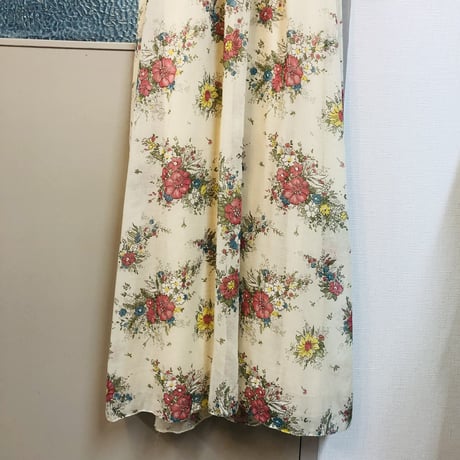 70s Balloon sleeve floral dress【01222】