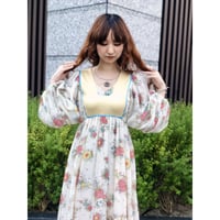 70s Balloon sleeve floral dress【01222】