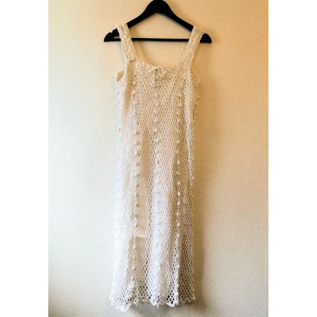 80-90s Sleeveless crochet dress【00363】
