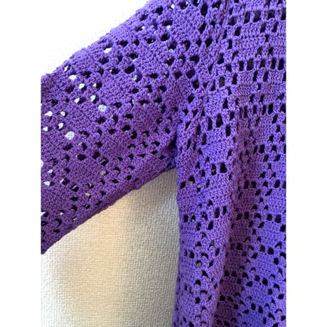 70s Purple crochet cardigan【00413】