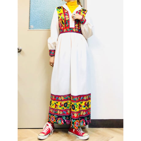 70s Bohemian maxi dress【01034】