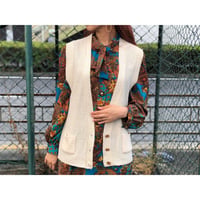 80s Ivory knit vest【00422】