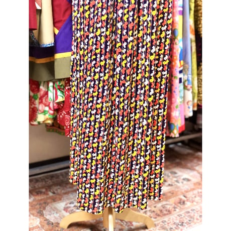 60-70s Bird print maxi dress【01209】