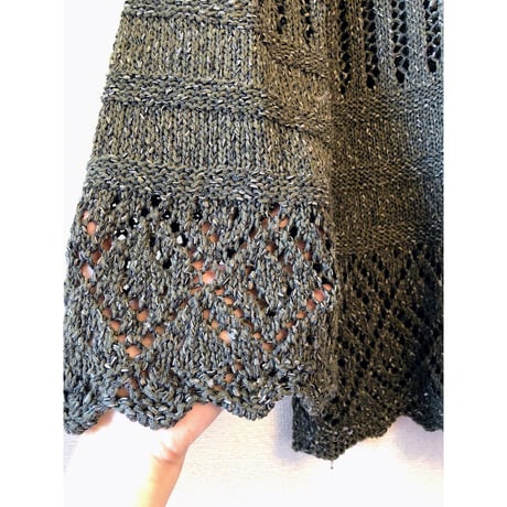 Vintage moss green knit cardigan【00418】