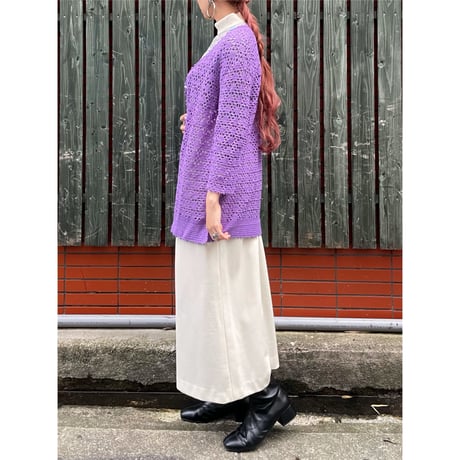 70s Purple crochet cardigan【00413】