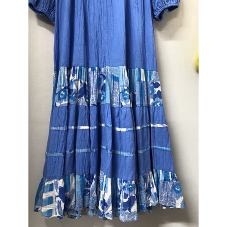 80s Balloon sleeve cotton dress【00863】