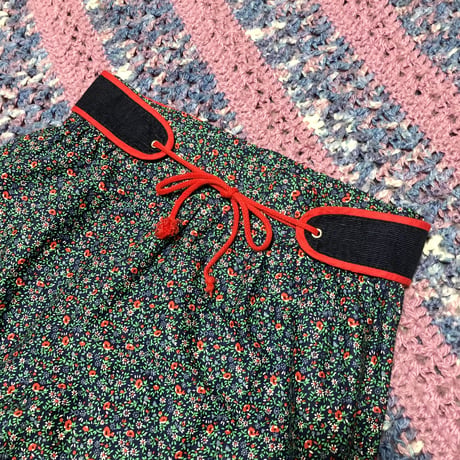 70s Floral maxi skirt【01302】