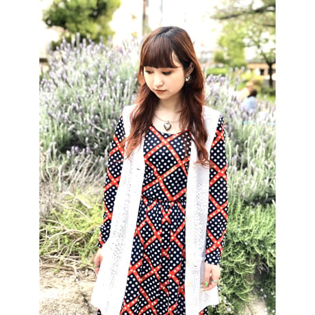 70s Dot & Floral maxi dress【01102】