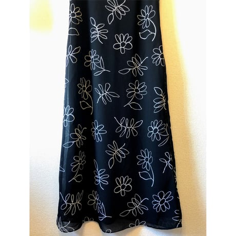 90s Black sleeveless maxi dress【00377】