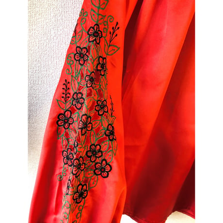 Vintage flower embroidered blouse【00494】