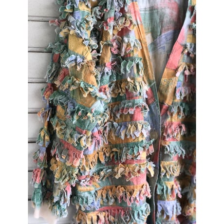 90s Green orange fringe jacket【01324】