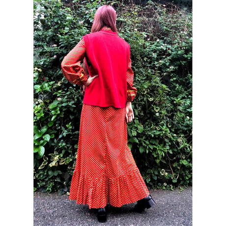 80s Red knit vest【00406】