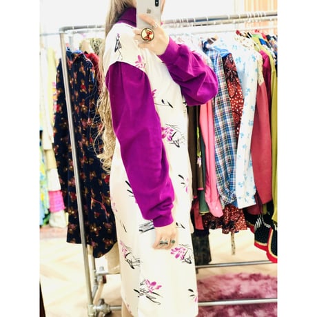 70-80s Dress & Quilted jacket 2PC【01055】