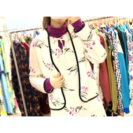 70-80s Dress & Quilted jacket 2PC【01055】