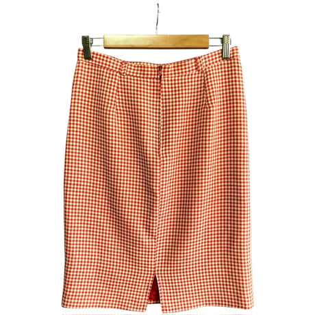 Vintage gingham pencil skirt【01420】