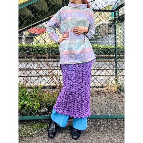 90s Pastel highneck top【00434】