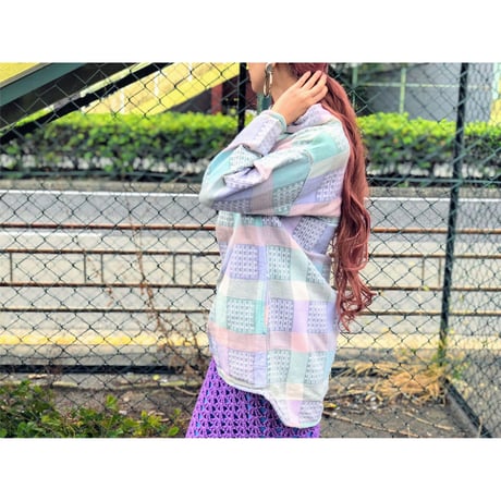90s Pastel highneck top【00434】
