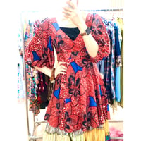 African baloon sleeve peplum tunic / mini dress【00959】
