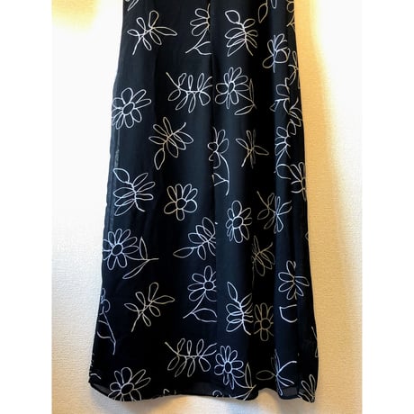 90s Black sleeveless maxi dress【00377】