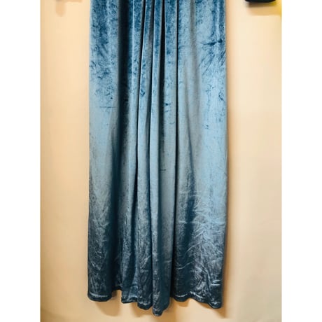 70s Blue velor maxi dress【01056】