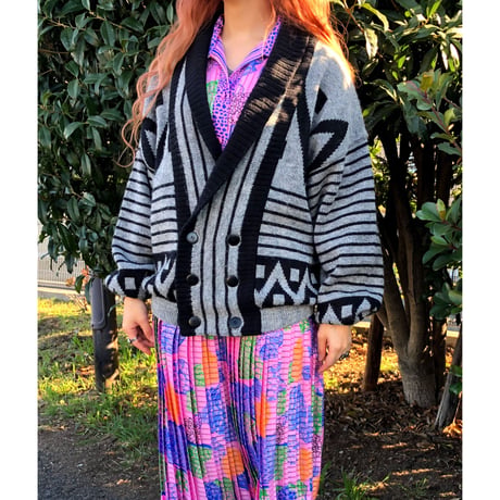80s oversized knit cardigan【00089】