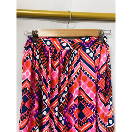 70s Psychedelic wrap maxi skirt【00853】