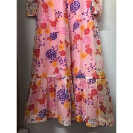 70s Hawaiian sheer maxi dress【00830】