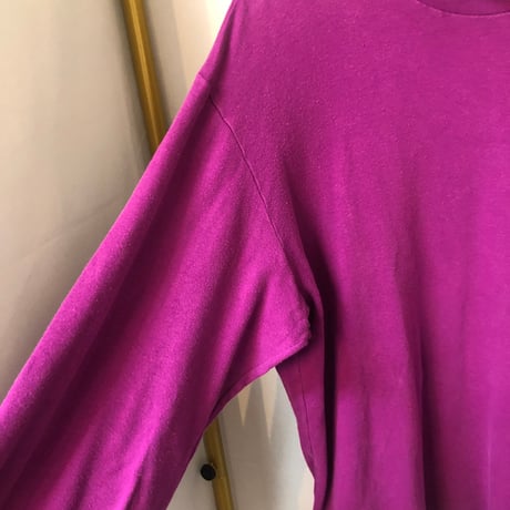 90s Turtleneck cotton top / Raspberry【01020】