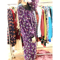 Casi Vintage purple print silk dress【01037】