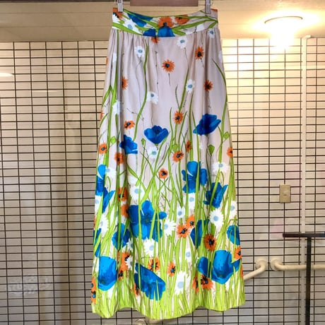 70s Floral maxi skirt【01279】