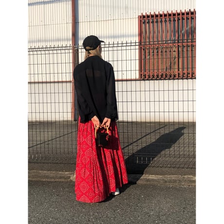 70s Bandana pattern maxi skirt【01242】
