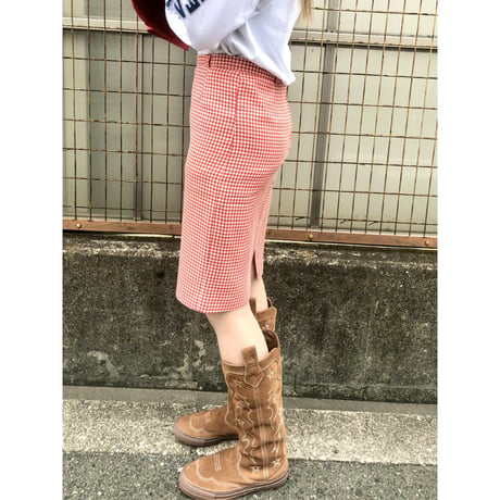 Vintage gingham pencil skirt【01420】