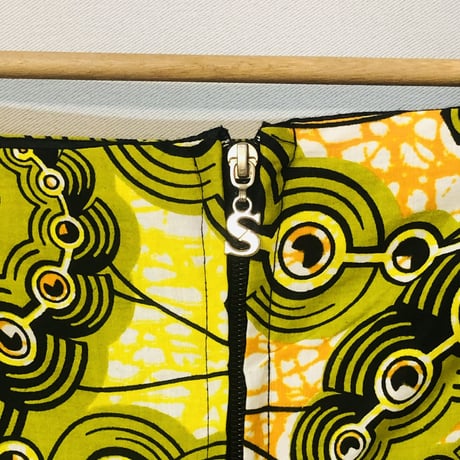 Yellow African batik dress【01186】