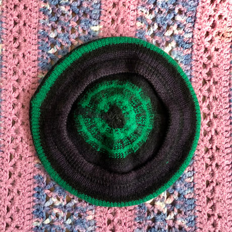 Vintage Scotland wool beret / Green【01391】