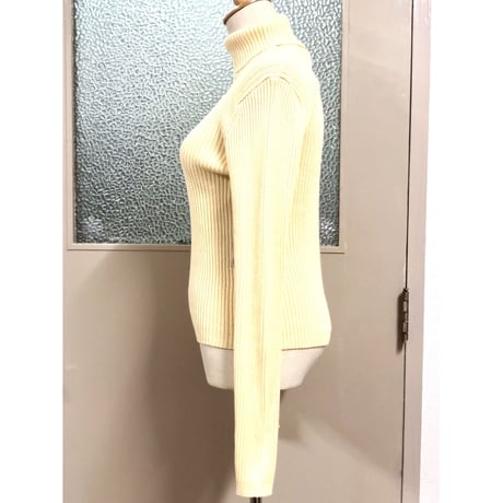 DEAD STOCK Turtleneck knit sweater / Lemon【00738】
